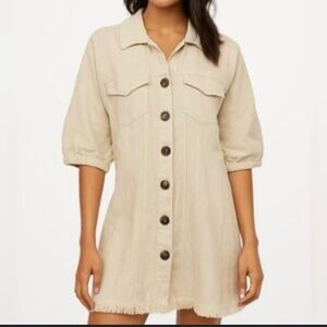 Divine Heritage Light Denim  Shirt Dress Sz S Cream color